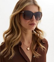 New Look Dark Brown Large Sunglasses